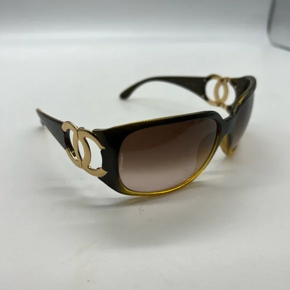 小物 CHANEL sunglasses big coco y2k GOLD case coco chanel sunglasses women used brown round big y2k